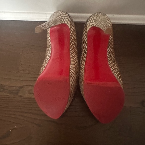Christian Louboutin Snakeskin Peep Toe Heels 38 - Picture 3 of 5